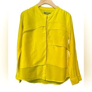 The Color Wear Lemon Yellow Silk/Cotton Blend Blouse Size M (Colombian Brand)